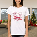 Search for red christmas bow tshirts Xmas