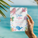 Search for under the sea 1st birthday invitations Mermaid