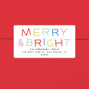 Search for merry and bright return address labels Colourful christmas