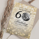 Search for 60 and fabulous surprise party invitations Gold