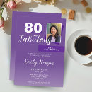 Search for purple 80th birthday invitations 80 and fabulous
