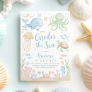 Search for ocean 1st birthday invitations Under the sea birthday