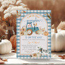 Search for green tractor baby shower invitations For her