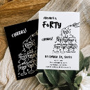 Search for champagne 40th birthday invitations Black and white