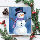 Search for snowman painting postcards Hand painted