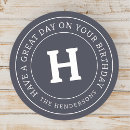 Search for monogram birthday stickers Black and white