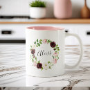 Recherche de bordeaux tasses Couronne florale aquarelle