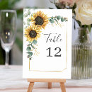 Recherche de sunflower numbers table cards Invités