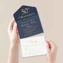 Search for blue gold 50th wedding anniversary invitations Chic