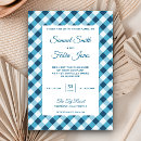 Search for blue gingham wedding invitations Blue and white