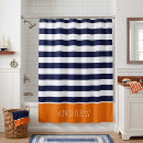 Search for navy and orange shower curtains Monogrammed