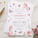 Search for unicorn 2nd birthday invitations Pastel