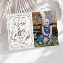 Search for cowboy birthday invitations Blue buffalo plaid
