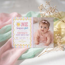 Search for sunshine 1st birthday invitations One happy girl