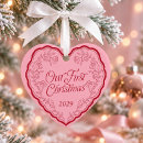 Search for hand heart ornaments Our first christmas