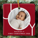 Search for red ornaments Baby's first christmas