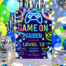 Search for video game party invitations Glow gamer party