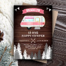 Search for one happy camper 1st birthday invitations Pink