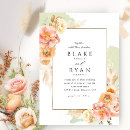 Search for peach and green wedding invitations Watercolor floral