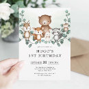 Search for owl 1st birthday invitations Woodland