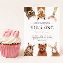 Search for wild one woodland birthday invitations Pink