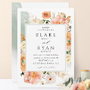 Search for sage green and peach wedding invitations Watercolor floral