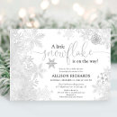 Search for silver white baby shower invitations Snowflakes