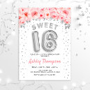 Search for pink and silver sweet 16 invitations For her