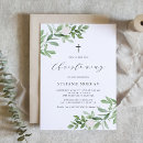 Search for white flowers christening invitations Watercolor