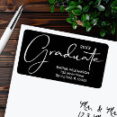 Search for black graduation return address labels Calligraphy script