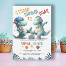 Search for dinosaur joint birthday invitations Stomp chomp roar