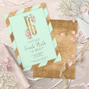 Search for gold green sweet 16 invitations Faux gold foil