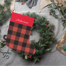 Search for unique christmas stockings Red buffalo plaid