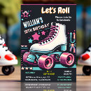 Search for boys roller skating party invitations Neon