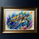 Recherche de corail turquoise posters Aquarelle