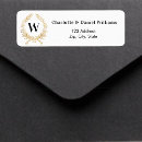 Search for gold monogram return address labels White and gold