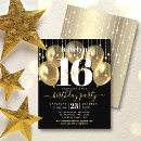 Search for black balloons invitations Black and gold