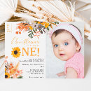 Search for sunflower photo birthday invitations Little sunflower turning one