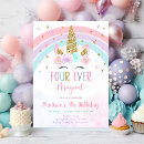 Search for magical unicorn birthday invitations Four ever magical