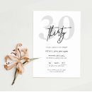 Search for modern 30th birthday invitations Black and white