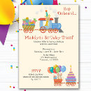 Recherche de animal train birthday invitations Coloré