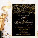 Search for black gold 70th birthday invitations Milestone