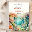 Search for under the sea 1st birthday invitations Summer