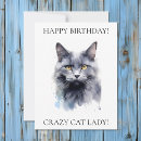 Search for crazy cat lady birthday cards Pet