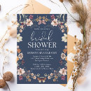 Search for navy bridal shower invitations Whimsical wildflowers