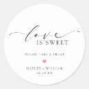 Search for love is sweet stickers wedding favours