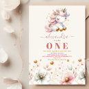 Search for rainbow 1st birthday invitations Pink