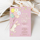 Search for some bunny is turning one birthday invitations Modern