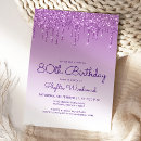 Search for purple 80th birthday invitations Sparkle