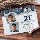 Search for black silver 21st birthday invitations White